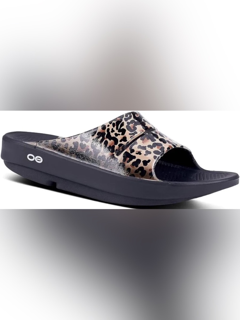 OOFOS  OOahh Luxe Slide Sandal Cheetah Animal Print
